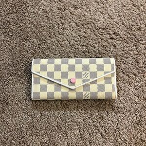 Beige and Pink Checkered Wallet